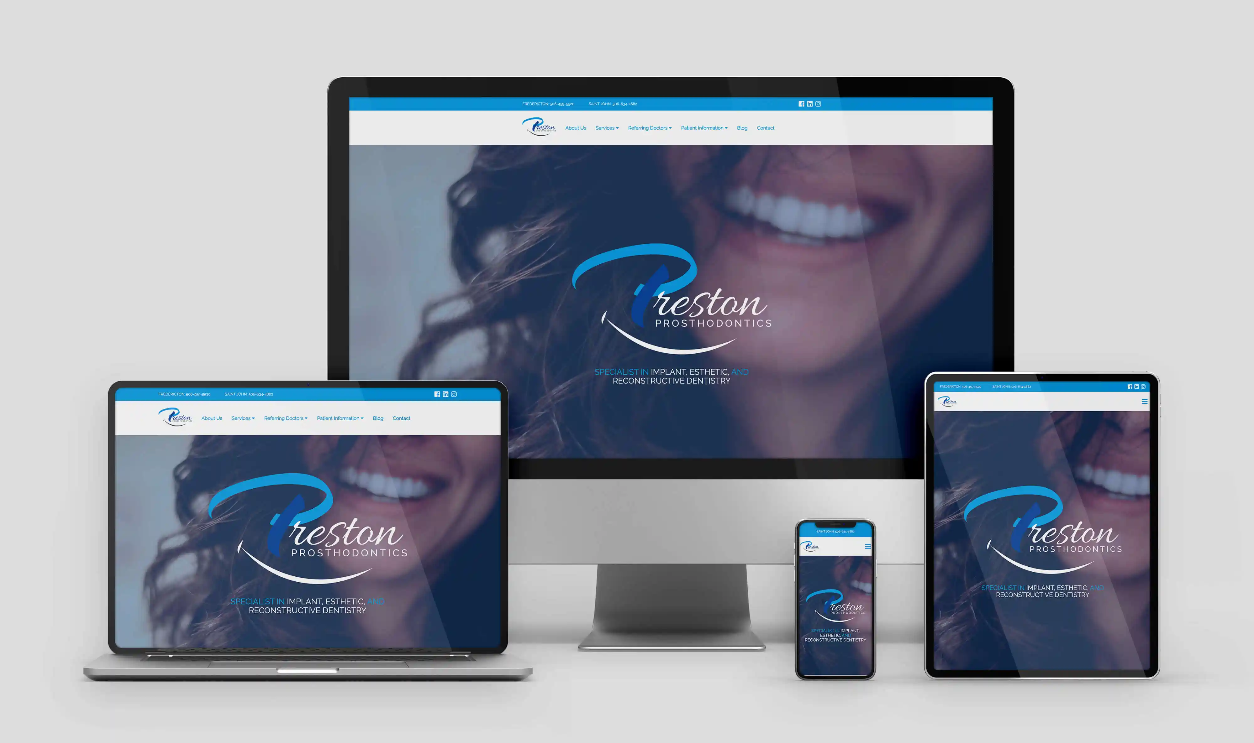 Preston Prosthodontics design on multiple devices