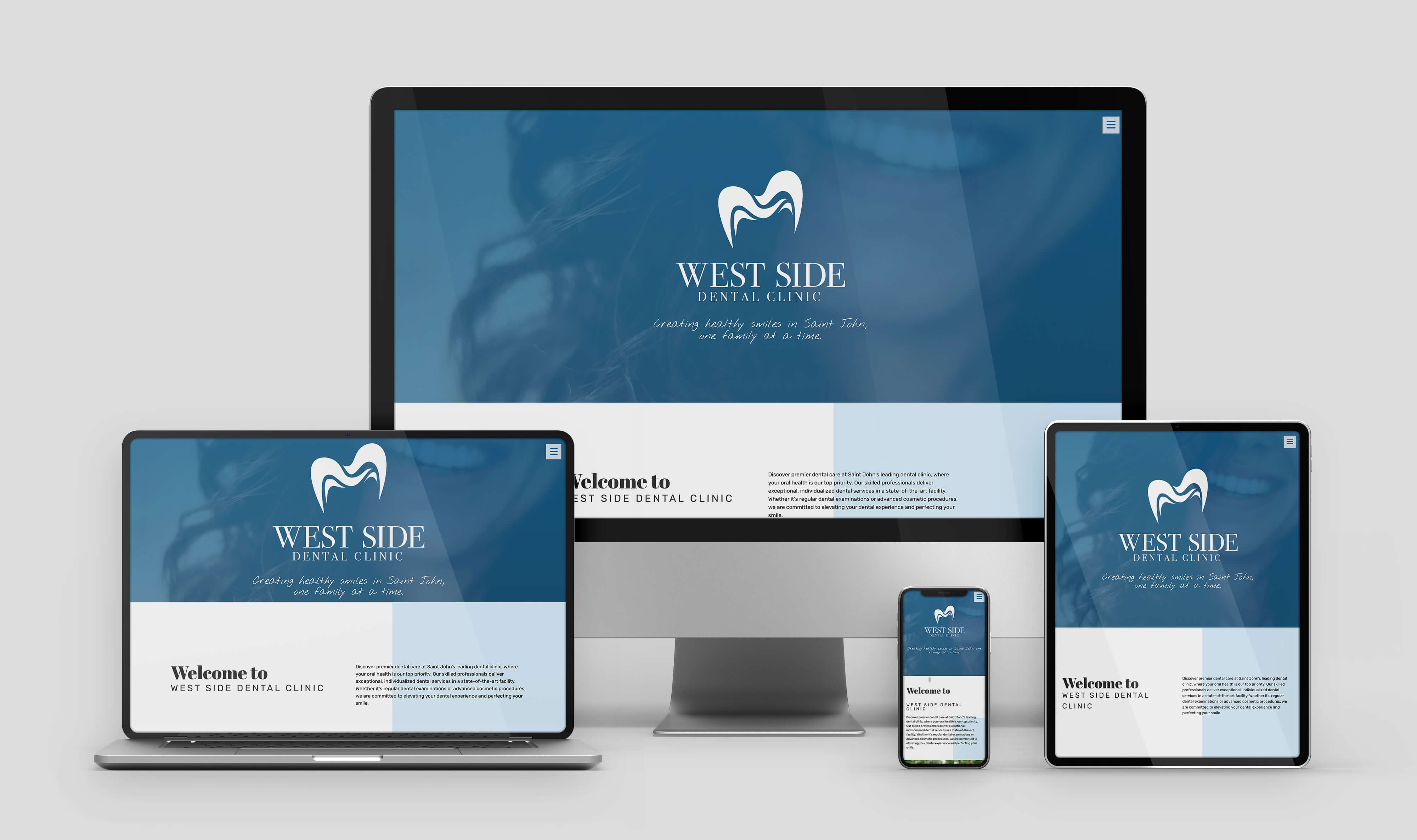 West Side Dental Clinic design on multiple devices